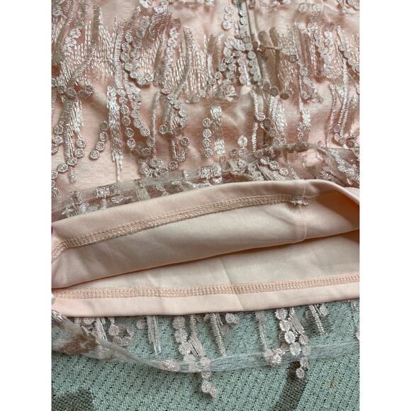 Lulus Making Magic Blush Pink Fringe Lace-Up Mini Dress, size XS - Picture 15 of 16